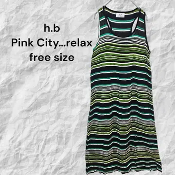 h.b 슬리브리스 원피스 프리 사이즈 보더 무늬