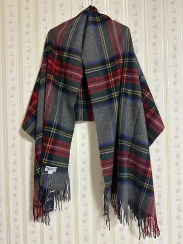 존스톤스 캐시미어 대형 스톨 머플러 그레이 스튜어트