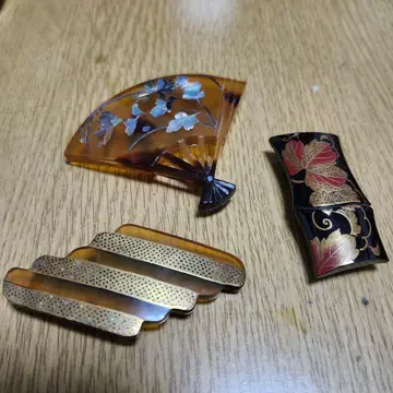 중고 부채형 오비 고정 띠 꽃무늬 3세트