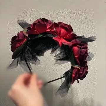 빨간 장미 플라워 헤어밴드