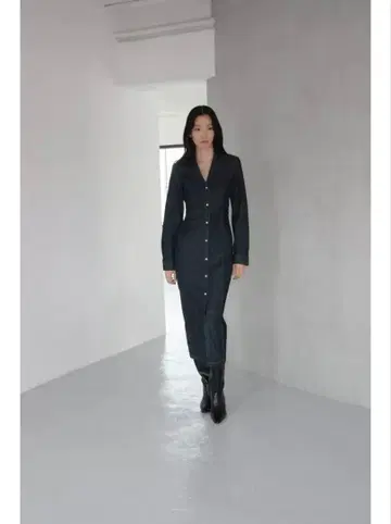 핏 데님 미디 기장 원피스