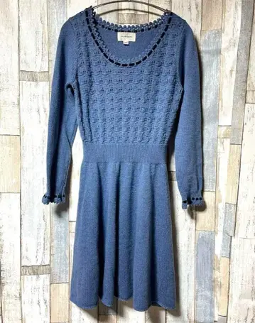 JILLSTUART 니트 원피스 걸리시 프릴 블루 free 가을/겨울