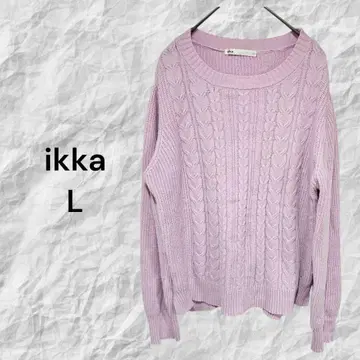 이카 ikka 케이블 니트 스웨터 L 라이트 퍼플 U넥