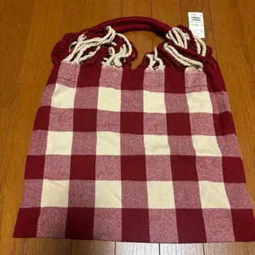 레드 체크 토트백