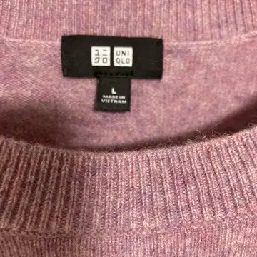 유니클로 캐시미어 스웨터 사이즈 L 핑크