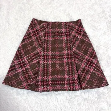 스나이델 로빙 체크 스커트 쇼팬 핑크 브라운 미니 스커트