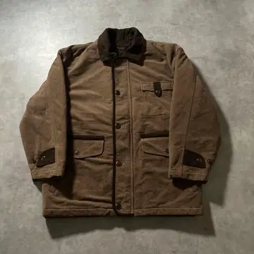 빈티지 브라운 멀티 포켓 레트로 하프 코트 모즈 코트