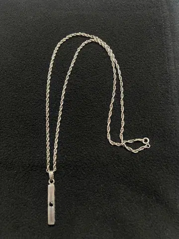 실버 925 스트레이트 바 오닉스 부착 목걸이