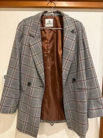 nano 체크 무늬 벨트 테일러드 자켓