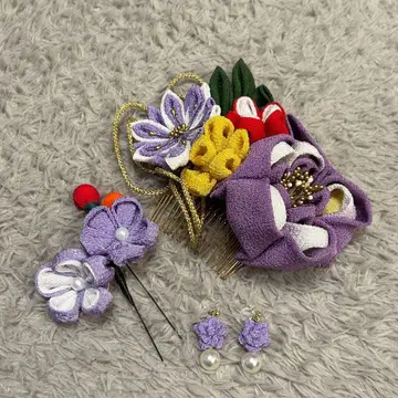 츠마미자이쿠 머리 장식 귀찌 세트 성인식 졸업식