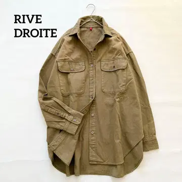 리브 드와 빅 데님 셔츠 브라운 카키 빈티지 디자인