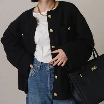 [ 컨디션 최상 ] Loungedress 라운지 드레스 트위드 자켓 블랙