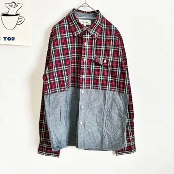 타미힐피거 이소재 절개 체크 셔츠 로고 깔끔 캐주얼 고급