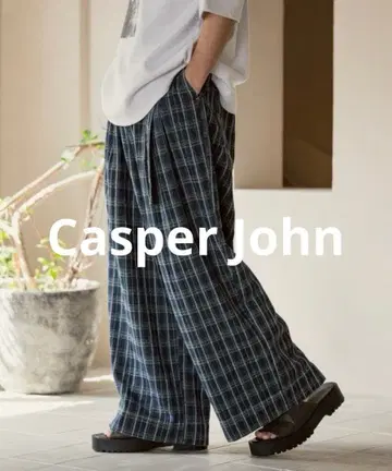CASPER JOHN 벨티드 체크 데님 팬츠