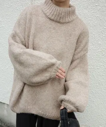 select MOCA by son 로우 게이지 하이넥 오버 볼륨 니트