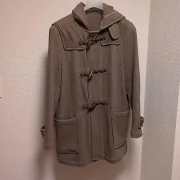 브라운 더플 코트 후드 부착