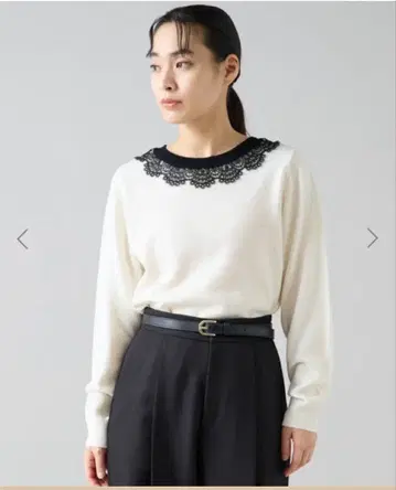 티아라 바이컬러 레이스 니트