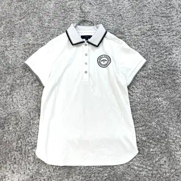 캘러웨이/M/화이트/피케 셔츠/배색 라인/골프/스포츠/봄/여름/상의