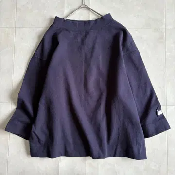 nop de nod 백조 자수 크롭 티셔츠 7부 소매 네이비 M