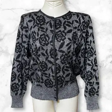 반짝반짝 긴팔 가디건 장미 무늬 일본제 M 사이즈