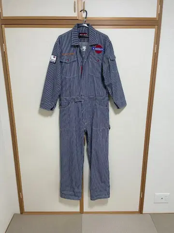 레어 화이트 자수 카미나리 모터스 작업복