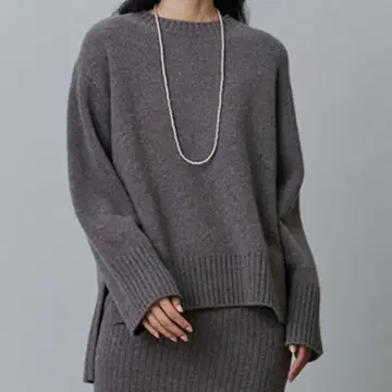 프리미어 아롱디스망 울 캐시미어 크루넥 풀오버 그레이지 F