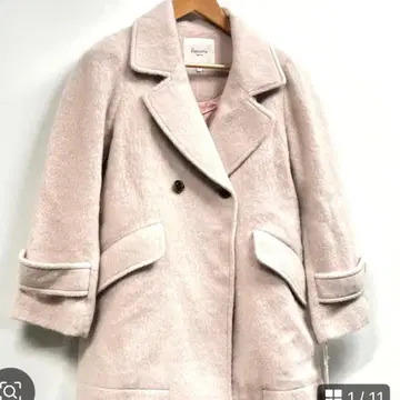 새상품 택 포함 울 모헤어 코트 옅은 핑크