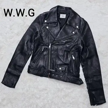 컨디션 최상 W.W.G 후즈후 갤러리 양가죽 더블 라이더 자켓 M