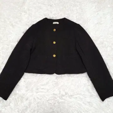 LAUIR 라우어 트위드 자켓 골드 버튼 M 숏 기장 노카라