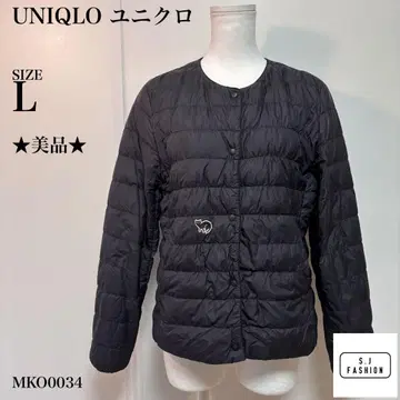 [ 하자품 ] 유니클로 다운 자켓 울트라 라이트 다운 노카라 블랙 L