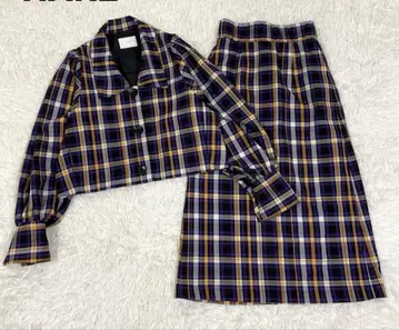 새상품급 HARE 하레 셋업 체크 무늬 프리 사이즈 오렌지 퍼플