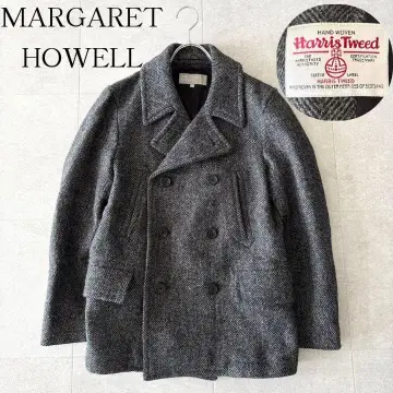 컨디션 최상 마가렛호웰 x 해리스 트위드 피 코트 S 차콜 그레이