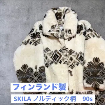 핀란드제 SKILA 노르딕 무늬 보아 코트 90s풍
