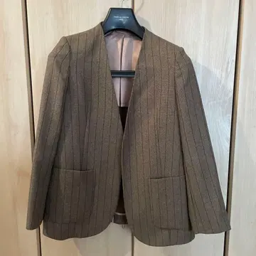 Spick & Span 노카라 자켓 브라운 스트라이프