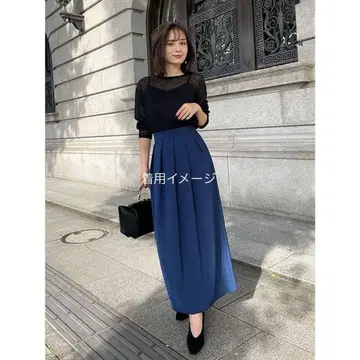 anuans 아시메 턱 스커트 블루