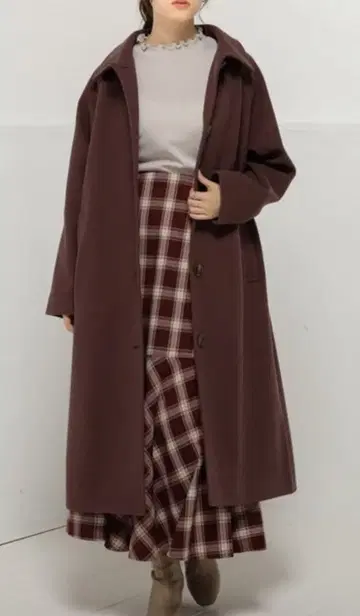 [ Honeys ] 롱 스텐카라 코트 브라운 M 새상품급