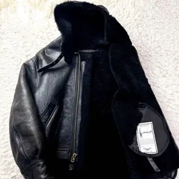 초두께/구하기 어려움/후드 아비렉스 B-3 무스탕 가죽 자켓 블랙