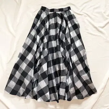 광택 깅엄 체크 플레어 롱 스커트 9호