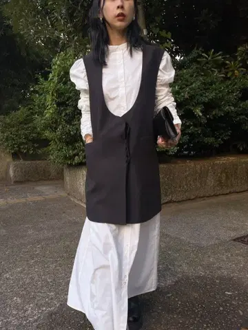 AMERI CURVE LINE VEST SET SHIRT DRESS