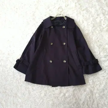 AFRICA TARO 더블 브레스트 플레어 트렌치코트 A라인 F 네이비