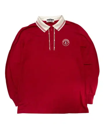 빈티지 먼싱웨어 레드 긴팔 피케 셔츠 골프 구제 의류