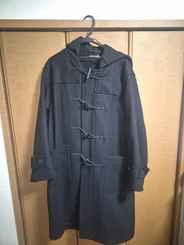 AURALEE 블랙 더플 코트 후드 부착