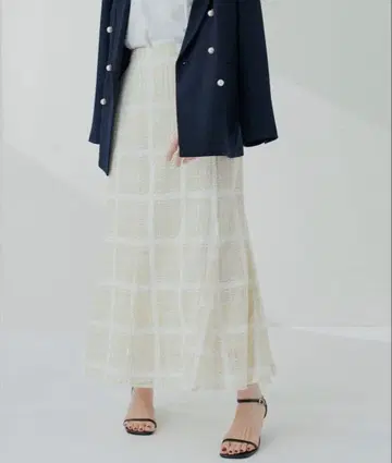 natural couture 트위드풍 시어 체크 스커트