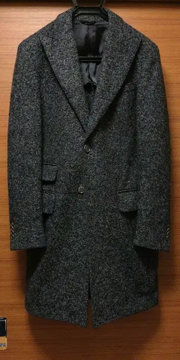 L'8(로트) 체스터 코트 46 그레이 사자혼 부클레 원단