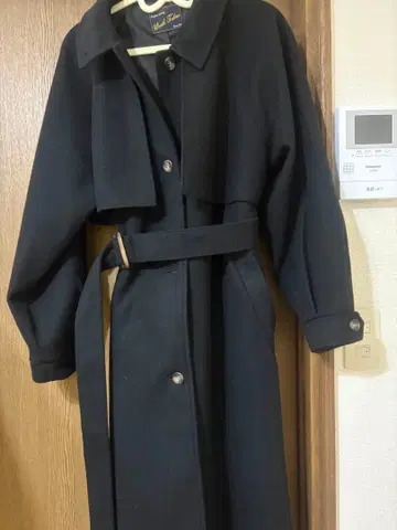 블랙 롱 코트 벨트 포함