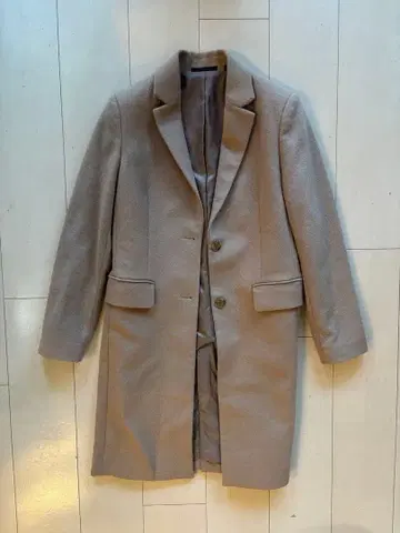 UNIQLO 베이지 싱글 브레스 롱 코트