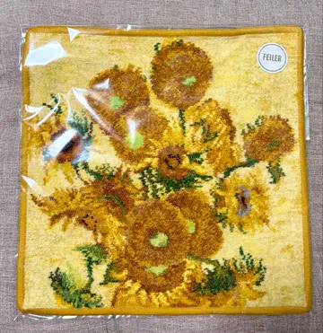 새상품 FEILER 고흐 미술관 해바라기 무늬 손수건 30x30cm
