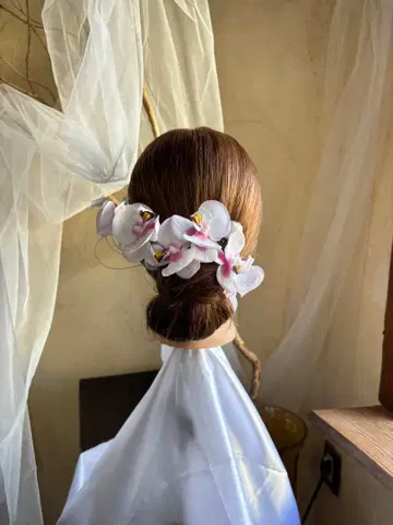 성인식에도 화이트 난초 꽃 머리 장식 일본 의류용