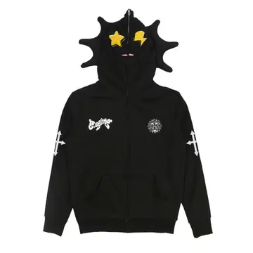 GLO GANG 풀 집업 후드티 블랙 S