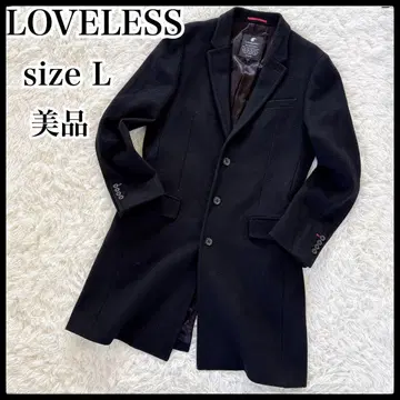 러브리스 코트 겉옷 남성용 L 울 체스터 코트 새상품급 네이비 블랙